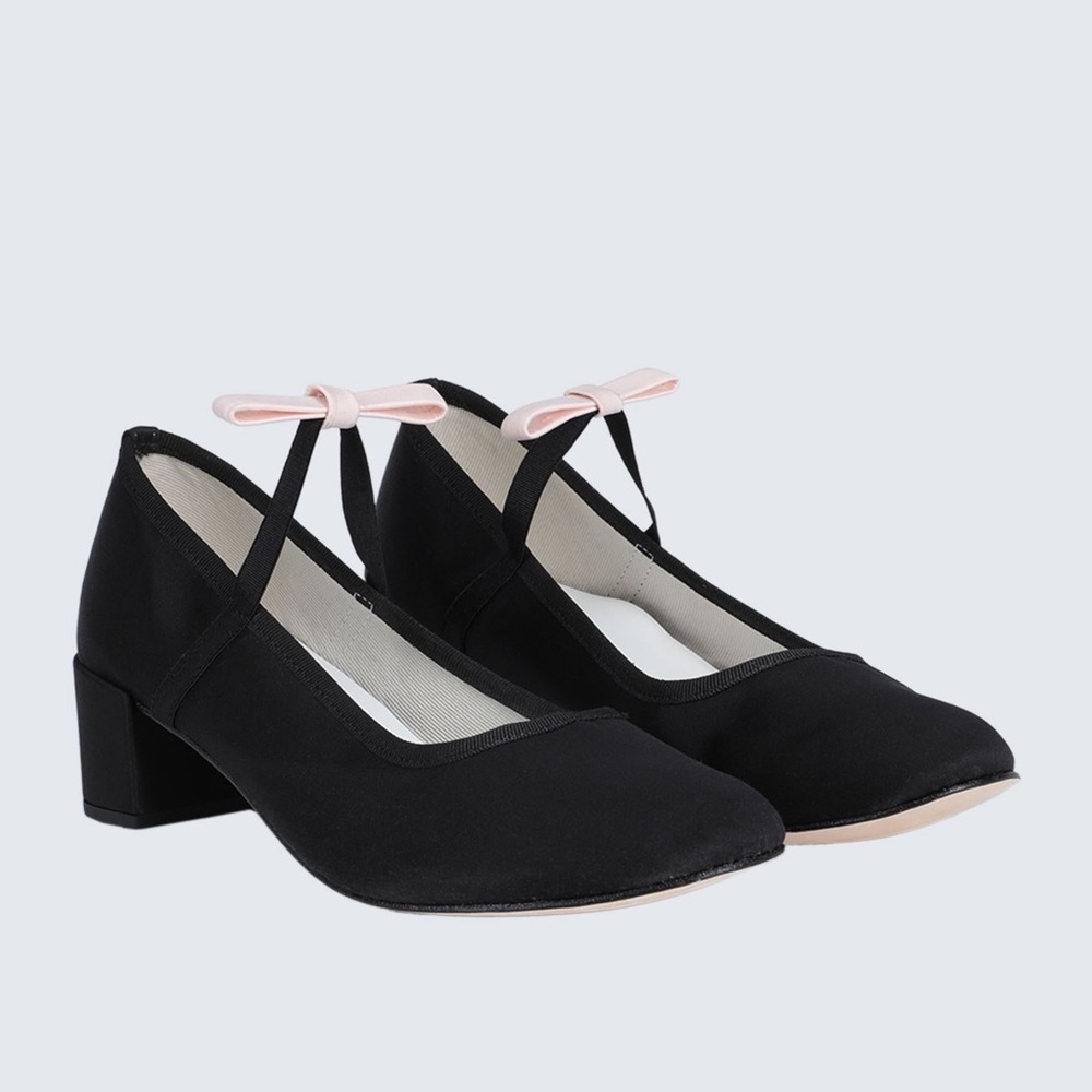Repetto Black Guillemette Mary Janes Ballet Bow Heels